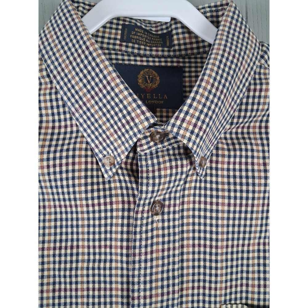Viyella 80/ 20 Shirt Mens XL‎ Cotton Wool Button Down Check Luxury Traditional